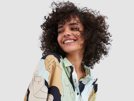 Abstract Print Cotton Blouse